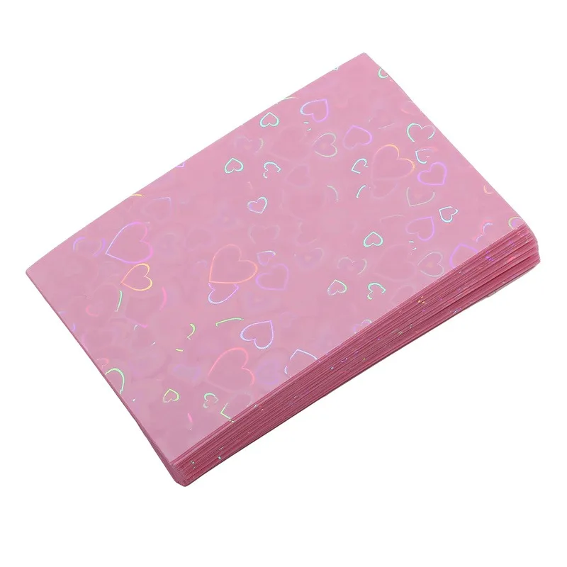 50pcs Colorful Laser heart Card Film Heart-Shaped Glittering Protection for ID Student Game Cards PVC Card Sleeves