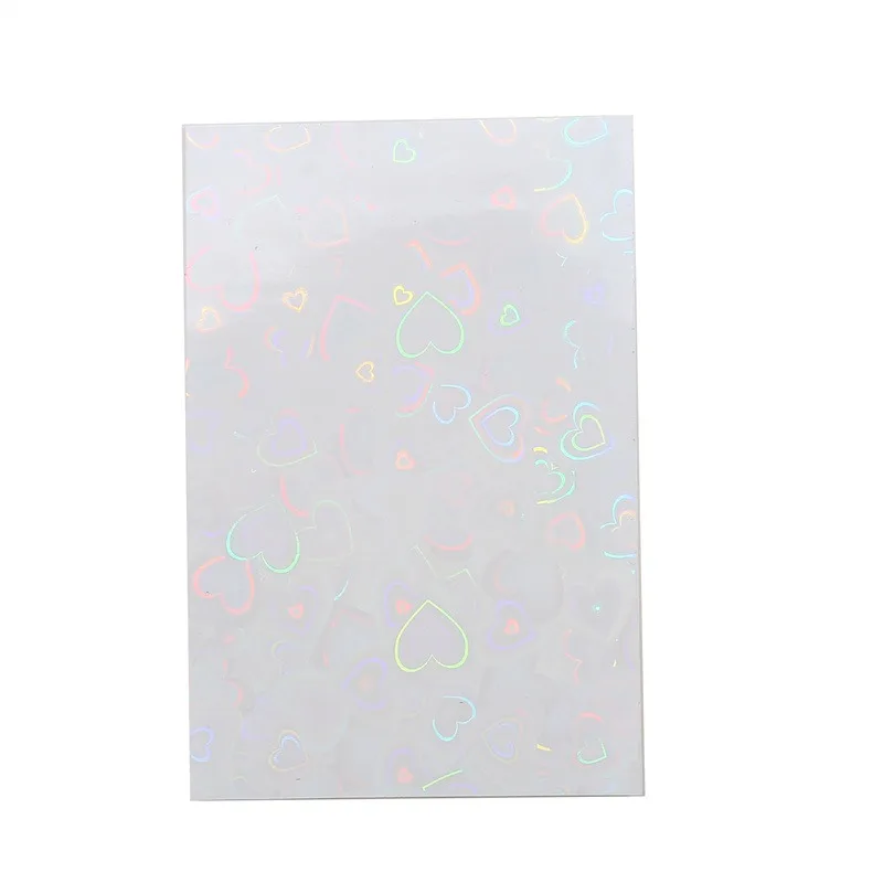 50pcs Colorful Laser heart Card Film Heart-Shaped Glittering Protection for ID Student Game Cards PVC Card Sleeves
