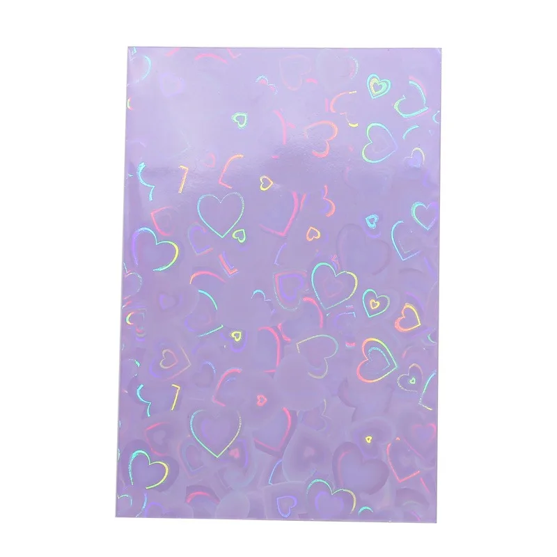 50pcs Colorful Laser heart Card Film Heart-Shaped Glittering Protection for ID Student Game Cards PVC Card Sleeves
