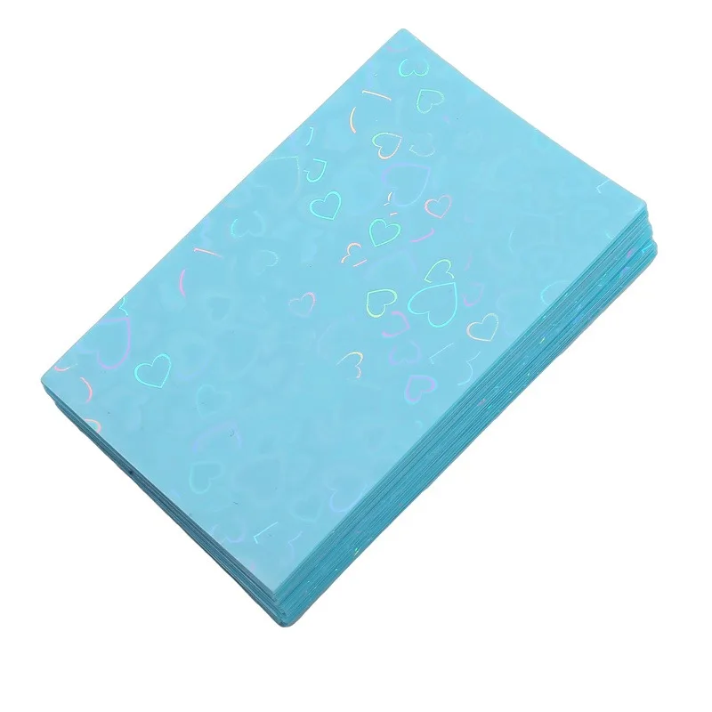 50pcs Colorful Laser heart Card Film Heart-Shaped Glittering Protection for ID Student Game Cards PVC Card Sleeves