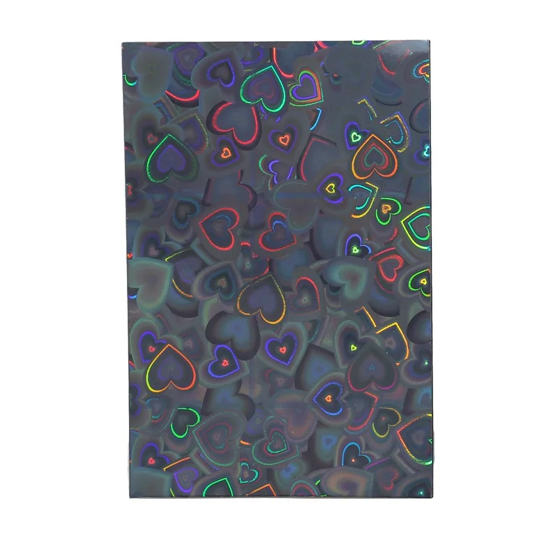 50pcs Colorful Laser heart Card Film Heart-Shaped Glittering Protection for ID Student Game Cards PVC Card Sleeves