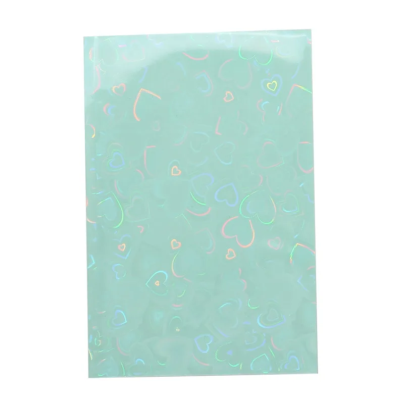 50pcs Colorful Laser heart Card Film Heart-Shaped Glittering Protection for ID Student Game Cards PVC Card Sleeves