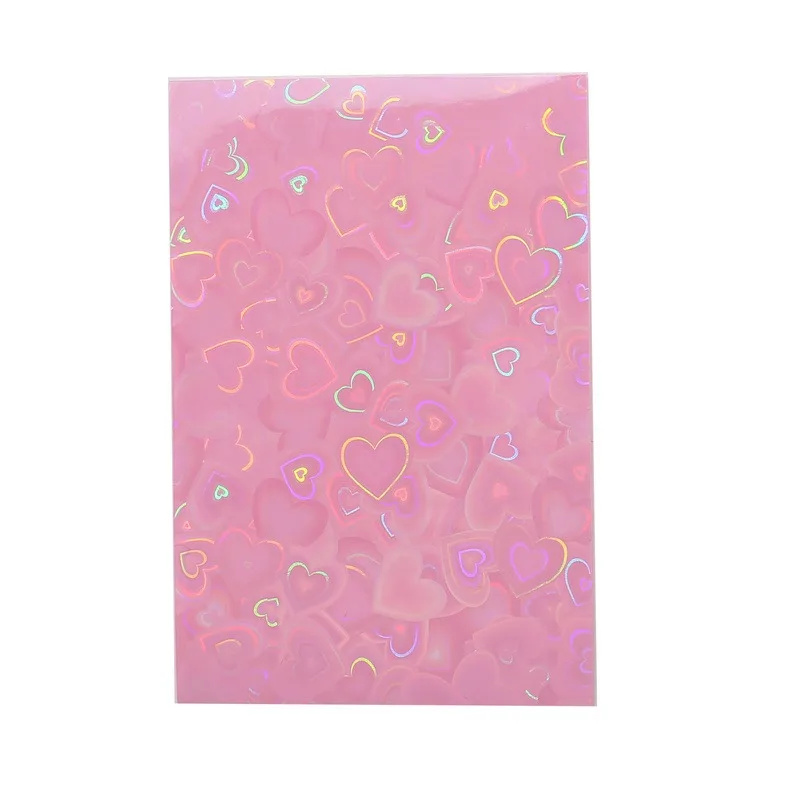 50pcs Colorful Laser heart Card Film Heart-Shaped Glittering Protection for ID Student Game Cards PVC Card Sleeves