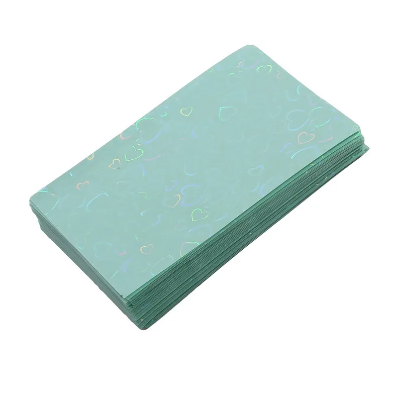 50pcs Colorful Laser heart Card Film Heart-Shaped Glittering Protection for ID Student Game Cards PVC Card Sleeves