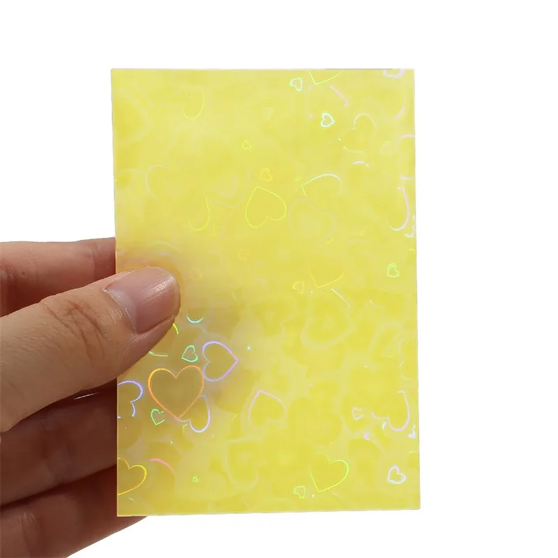 50pcs Colorful Laser heart Card Film Heart-Shaped Glittering Protection for ID Student Game Cards PVC Card Sleeves