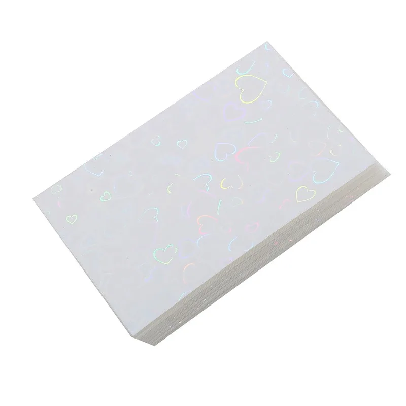 50pcs Colorful Laser heart Card Film Heart-Shaped Glittering Protection for ID Student Game Cards PVC Card Sleeves