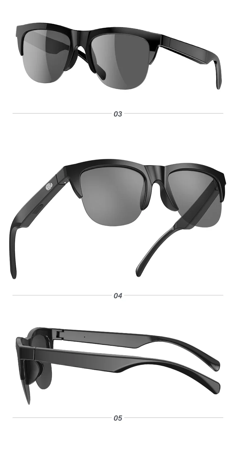 New Smart Bluetooth V5.3 Sunglasses Glasses Call Outdoor Sports Headphones HIFI Black Technology Anti-touch UV For Men And Women