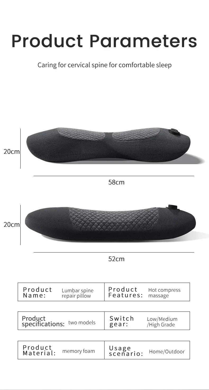 3 in 1 Back Pillow Bed Sleeping Waist Protection Pad Lying Flat Waist Relief Waist Support Heating Vibrating Electric Massage
