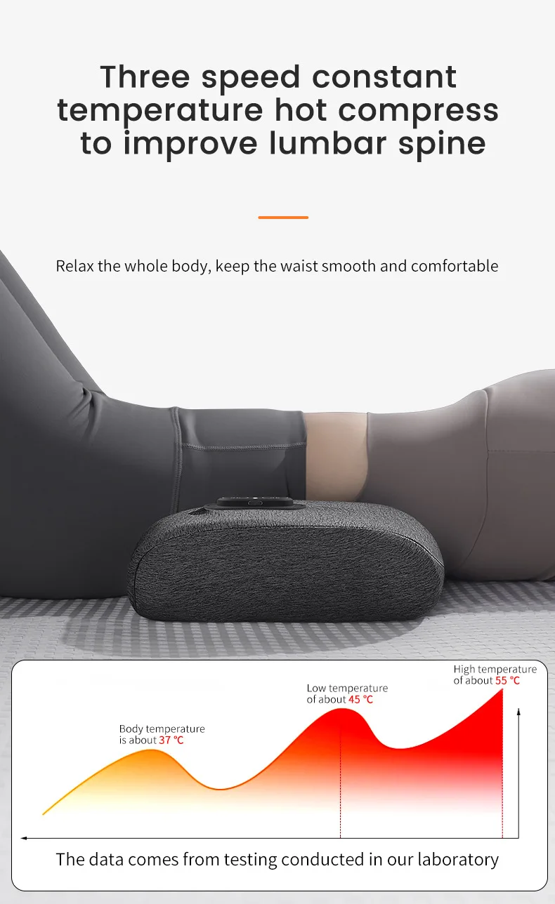 3 in 1 Back Pillow Bed Sleeping Waist Protection Pad Lying Flat Waist Relief Waist Support Heating Vibrating Electric Massage