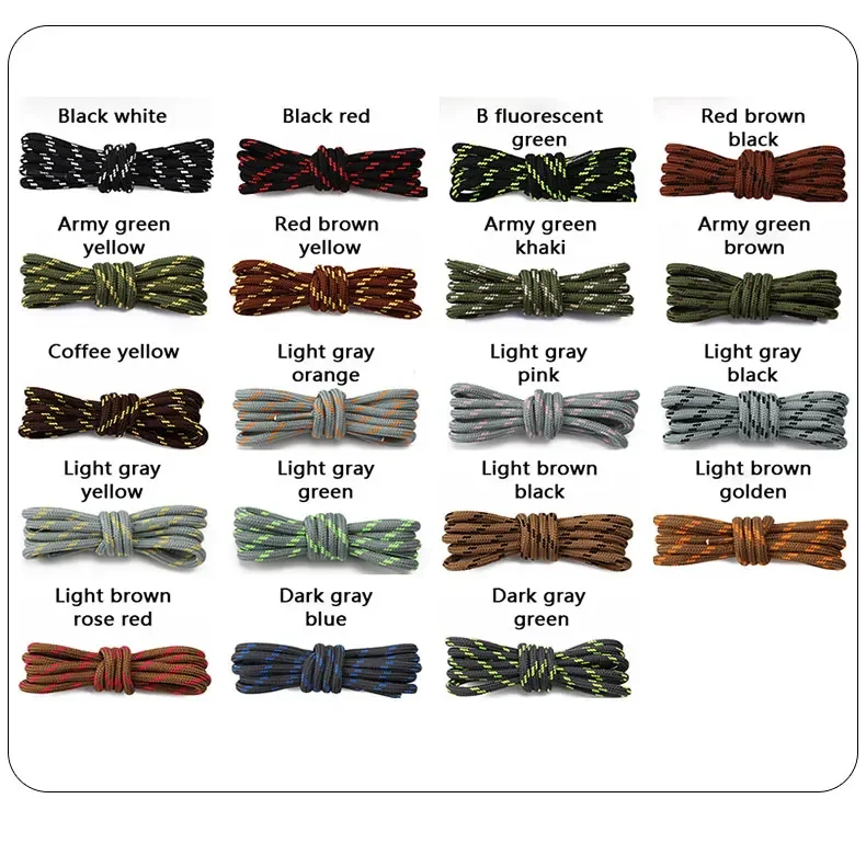 2 Pairs NEW 4.5mm Diameter Round German Training Hiking Shoe Laces Heavy Duty Work Boots Shoelaces for Men and Women