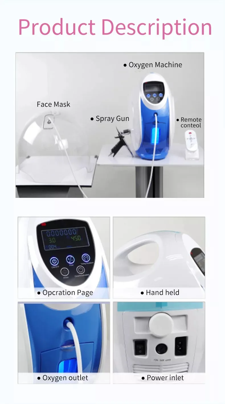 Slyric O2 to Derm Oxygen Dome Facial Therapy Machine for Skin Rejuvenation