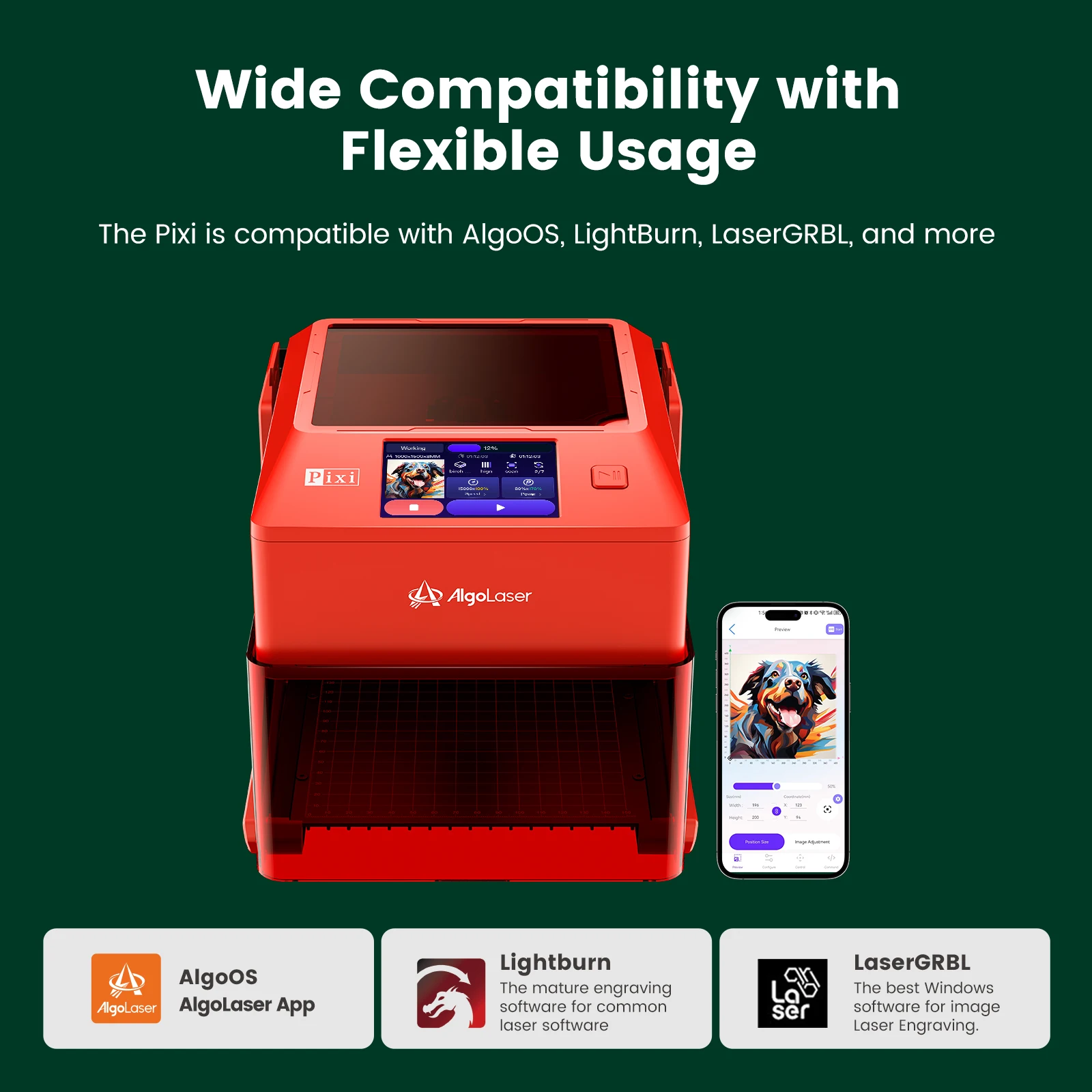 AlgoLaser 5W AlgoOS 2.6 Latest Version AlgoSketch/AlgoType Smart Engraving Portable Easy to Use Laser Engraving Cutting Machine