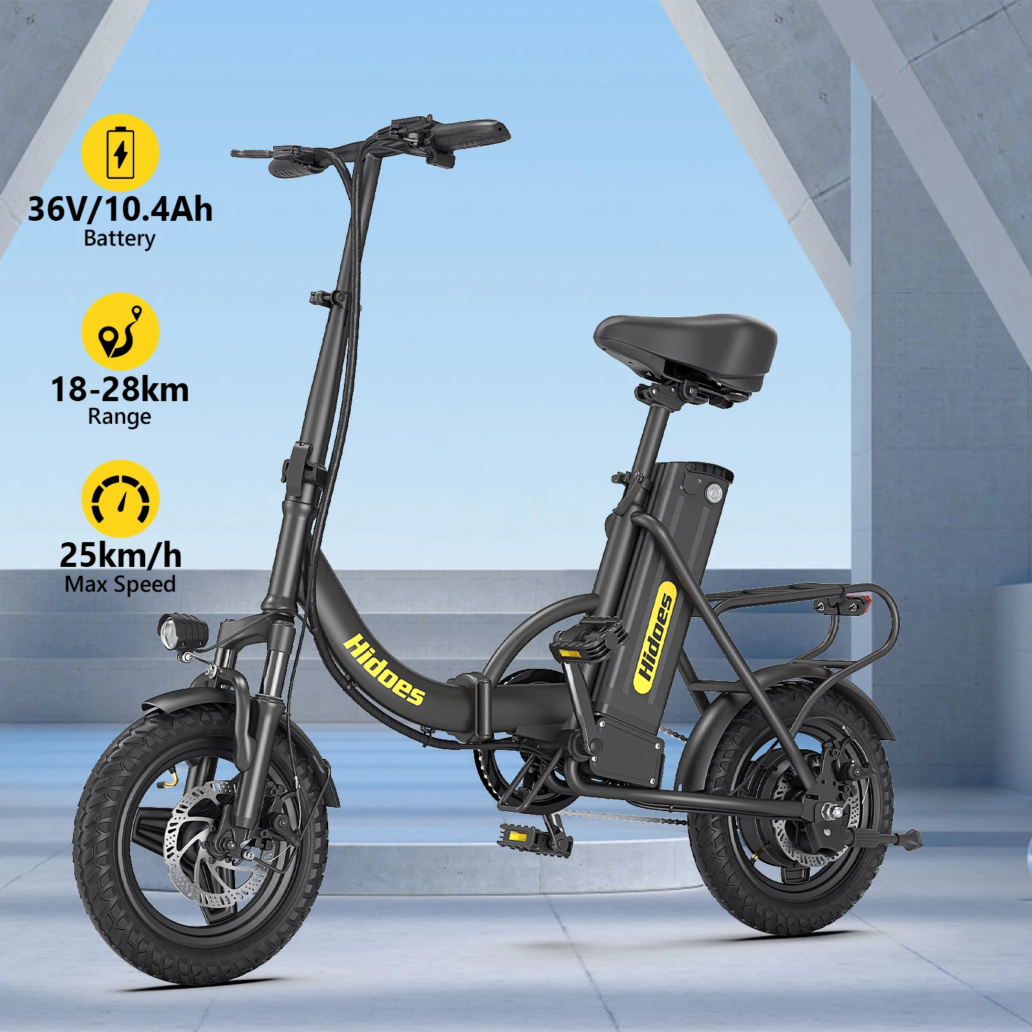 Hidoes C5 Electric Bike 250W Motor 36V 10.4AH Adult Foldable E Bike 14-inch 18-28km 25 km/h Electric Bicycle Cheap