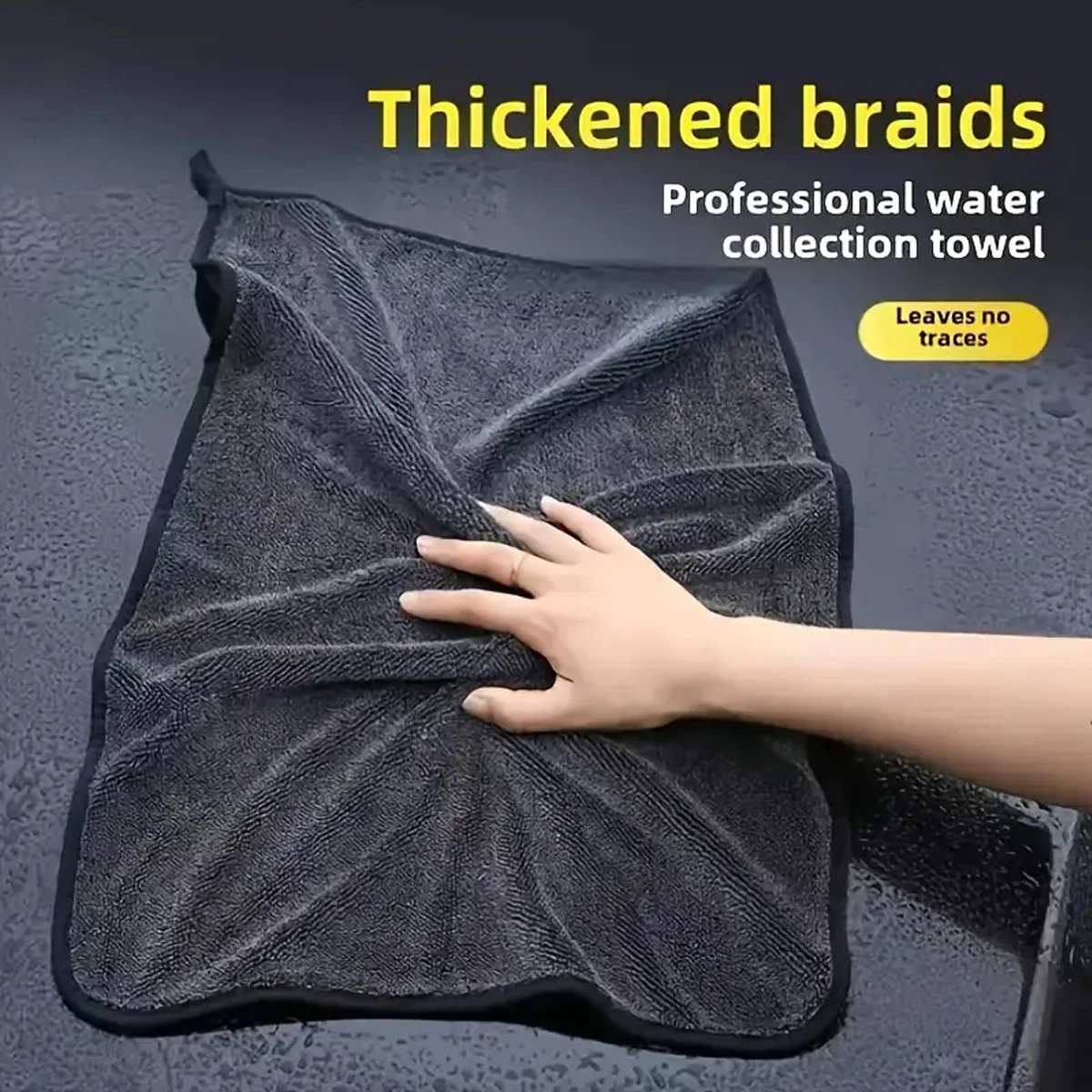 Rafford Dark Gray Car Microfiber Towel, Oversized Strong Absorbent Car Wash Cloth, High-Efficiency Cleaning Wipe Cloth