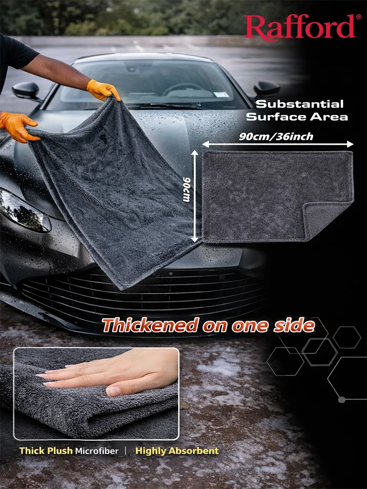 Rafford Dark Gray Car Microfiber Towel, Oversized Strong Absorbent Car Wash Cloth, High-Efficiency Cleaning Wipe Cloth
