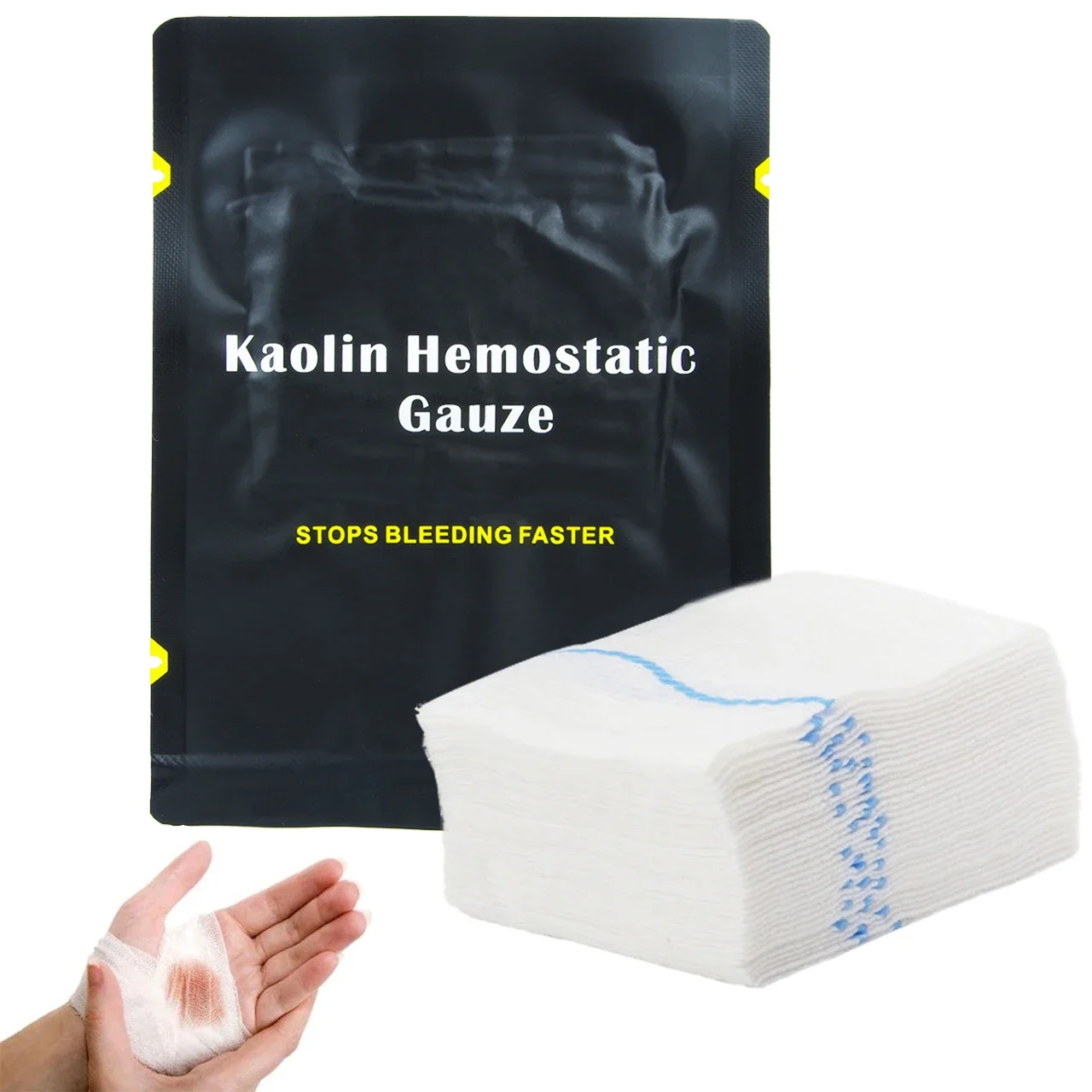 1.5/3.75M Hemostatic Kaolin Gauze Combat Emergency Trauma Z-Fold Soluble For Ifak Tactical First Aid Kit Medical Wound Dressing