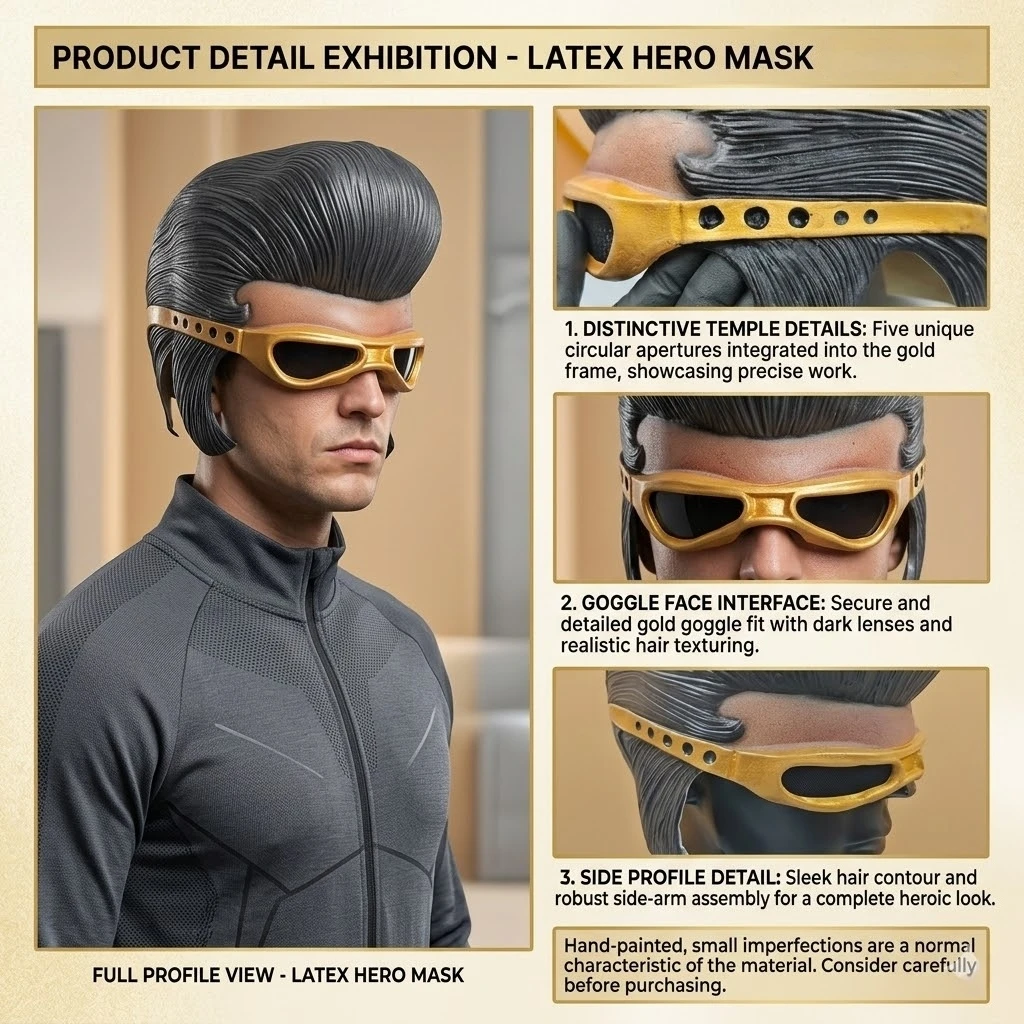 Realistic Half Face Elvis Latex Mask - Retro Style Costume Prop For Stage Performances, Halloween Events