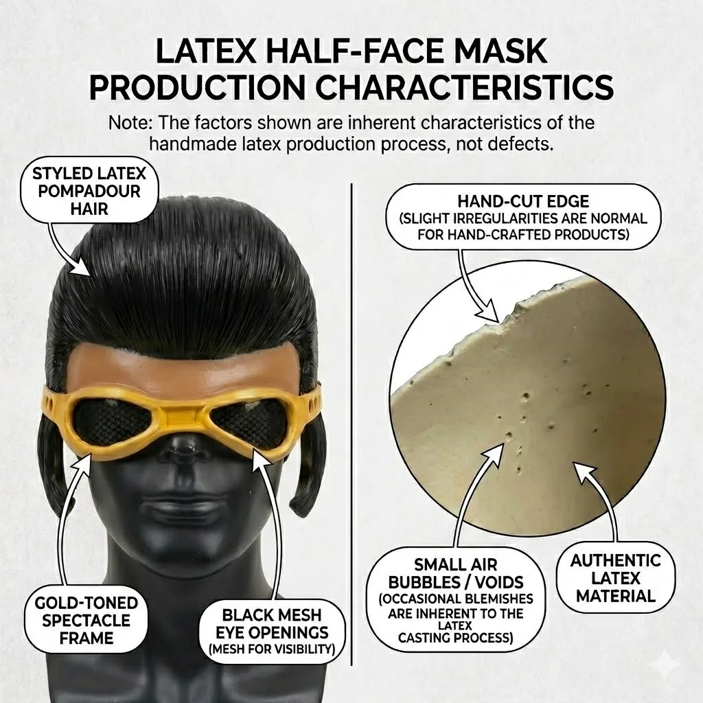 Realistic Half Face Elvis Latex Mask - Retro Style Costume Prop For Stage Performances, Halloween Events