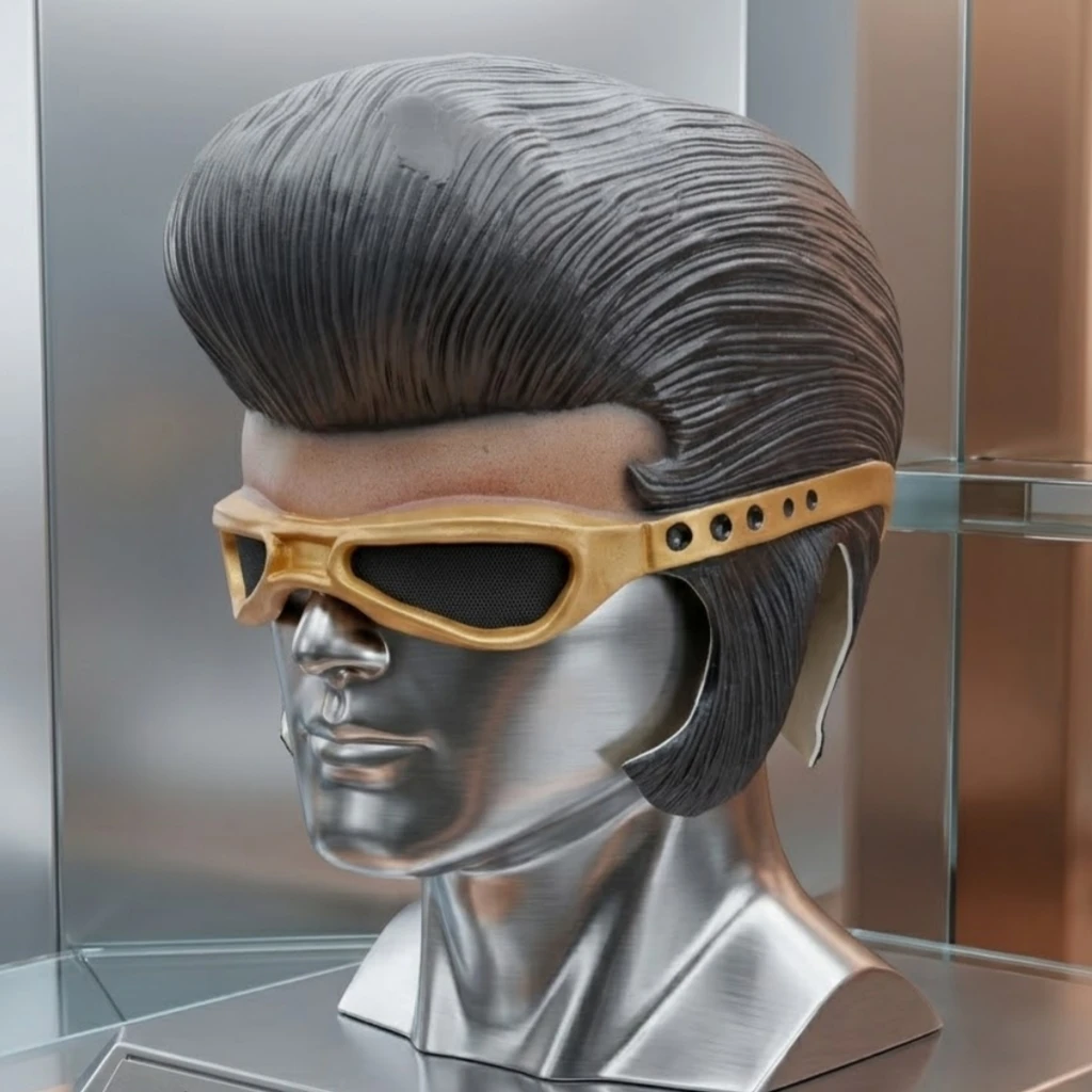 Realistic Half Face Elvis Latex Mask - Retro Style Costume Prop For Stage Performances, Halloween Events
