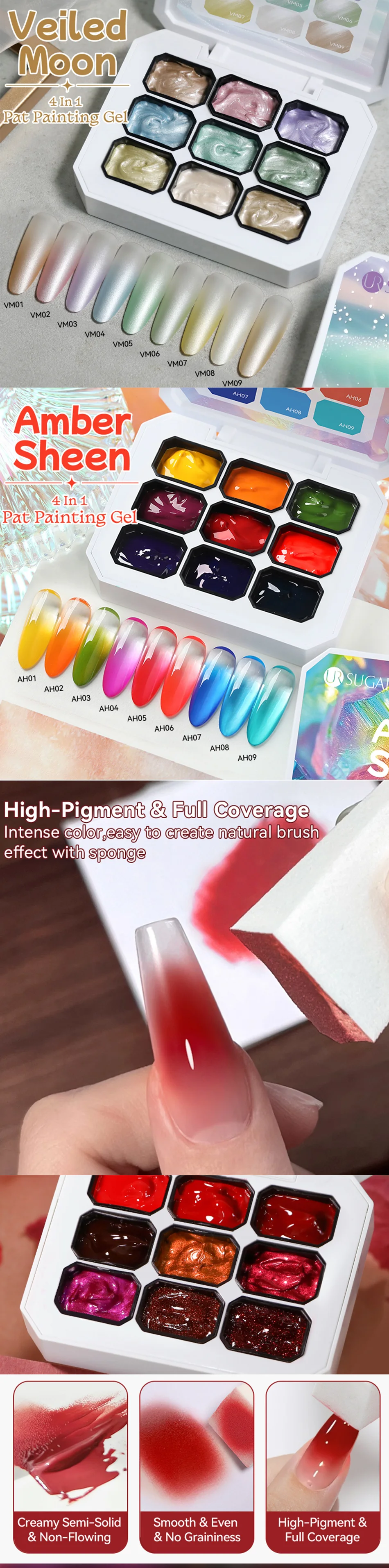 UR SUGAR 9 Colors Patting Painting Gel Nail Polish 4 In 1 Transfer French Design UV LED Soak Off Gel Varnish Gradient Pat Gel