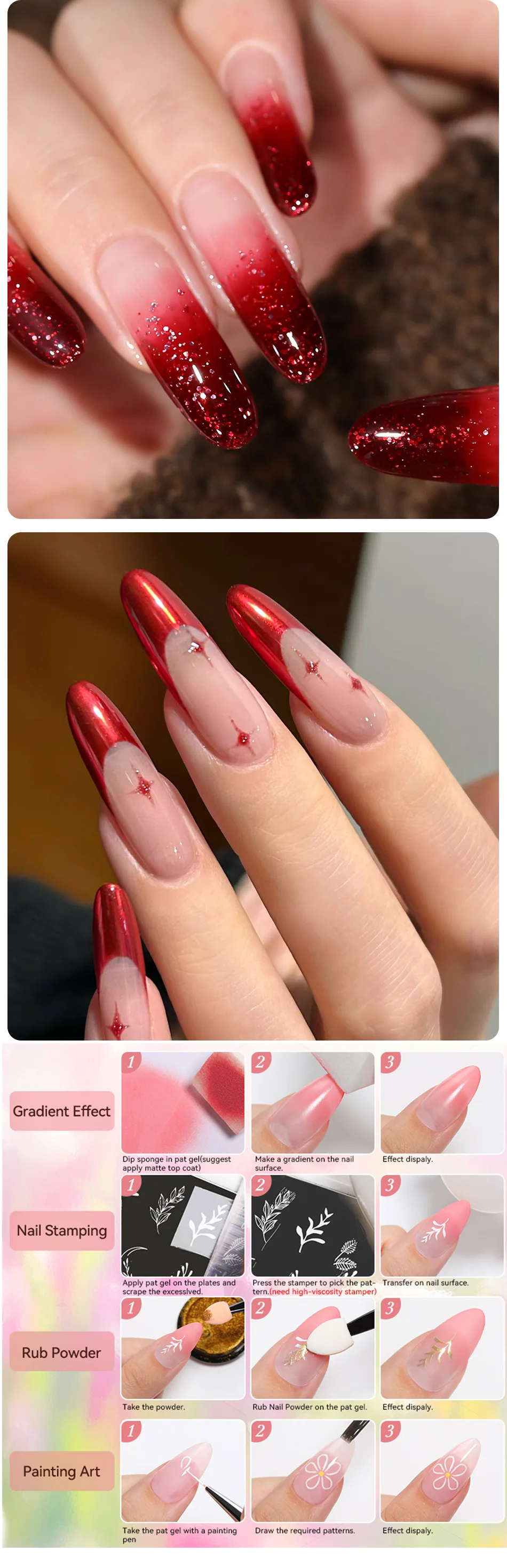 UR SUGAR 9 Colors Patting Painting Gel Nail Polish 4 In 1 Transfer French Design UV LED Soak Off Gel Varnish Gradient Pat Gel