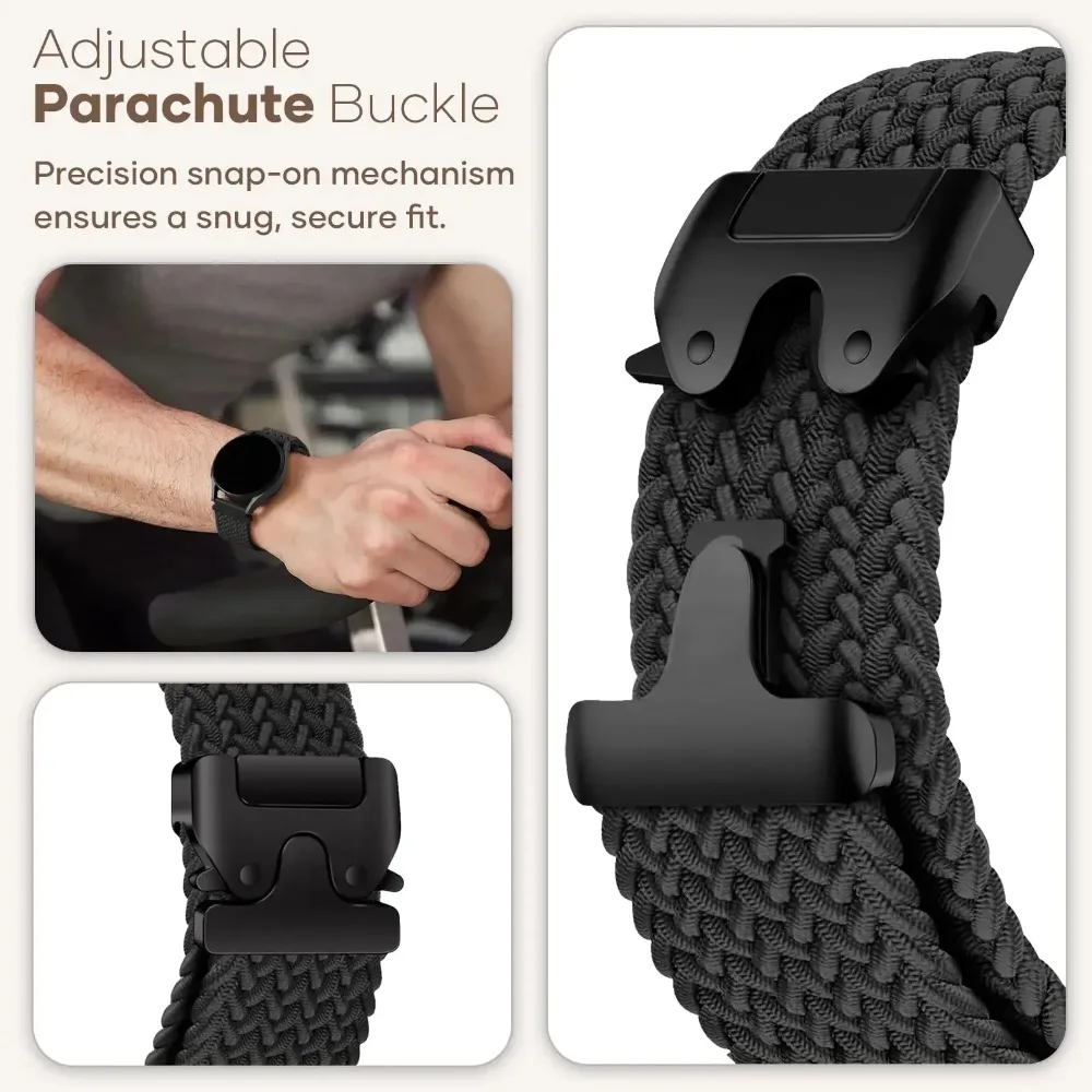 22mm 20mm Braided Nylon Loop Strap for Redmi Watch 5 Active/Lite Parachute Buckle Comfortable Band for Amazfit Active 3-2 Bip 6-