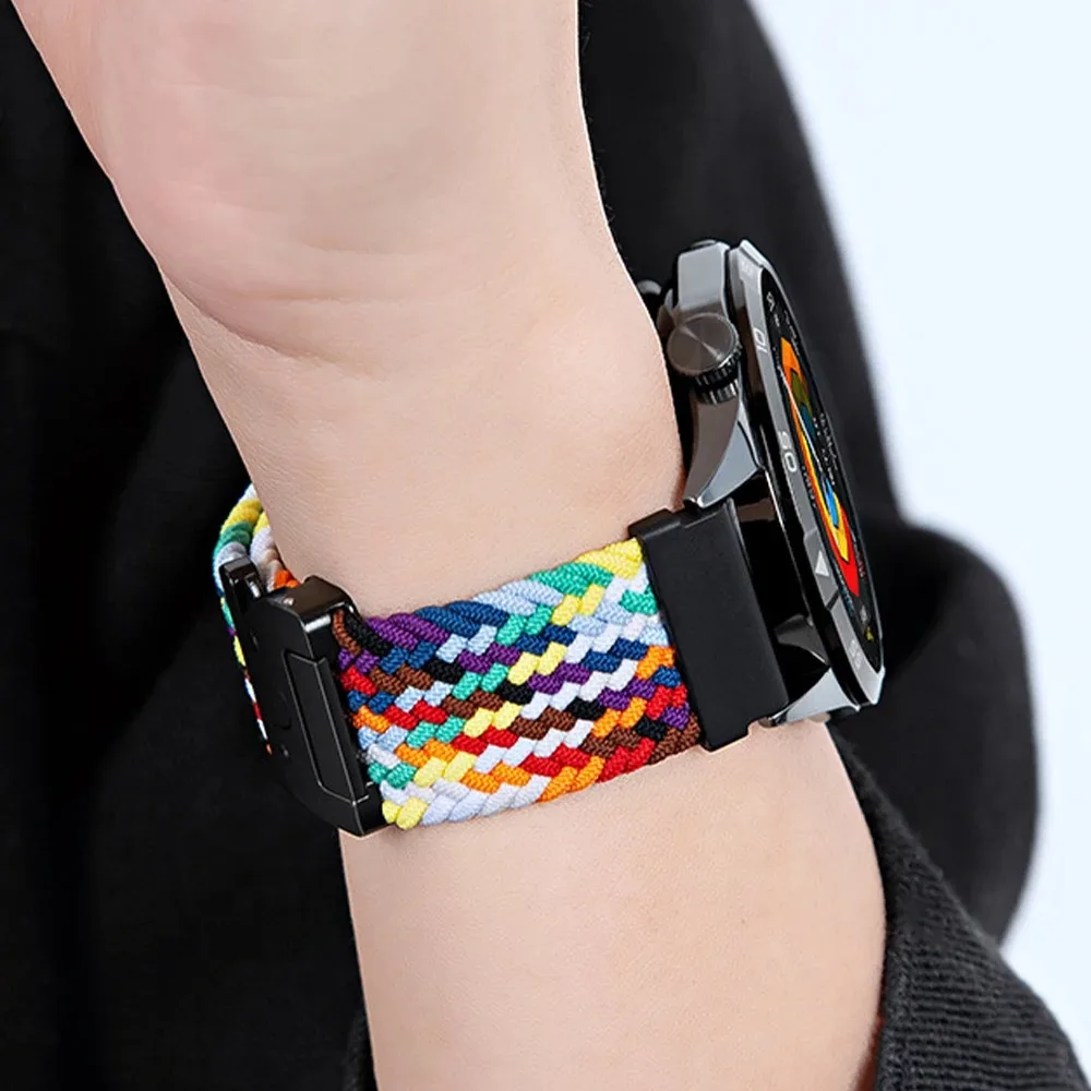 22mm 20mm Braided Nylon Loop Strap for Redmi Watch 5 Active/Lite Parachute Buckle Comfortable Band for Amazfit Active 3-2 Bip 6-