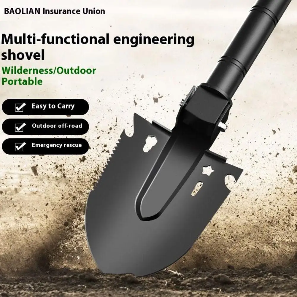 Survival Shovel Multi-Tool, Portable Engineer Shovel for Disaster Recovery,Car Emergency,Camping,Digging,and Gardening