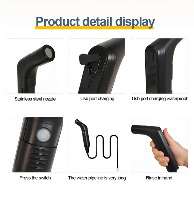 Portable Electric Bidet Sprayer Handheld with 2-Level Pressure Adjustment Rechargeable Personal Hygiene for Travel