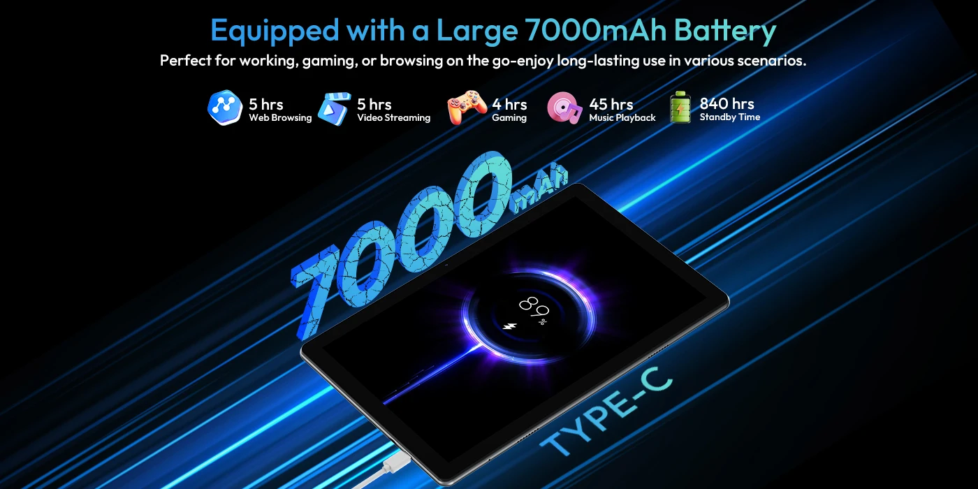 XGODY N02 Pro 10.1 Inch Tablet Android 15 800x1200 Cortex 8 Core CPU Max 16GB RAM 256GB ROM 5G WiFi Type C 7000mAh Widevine L1