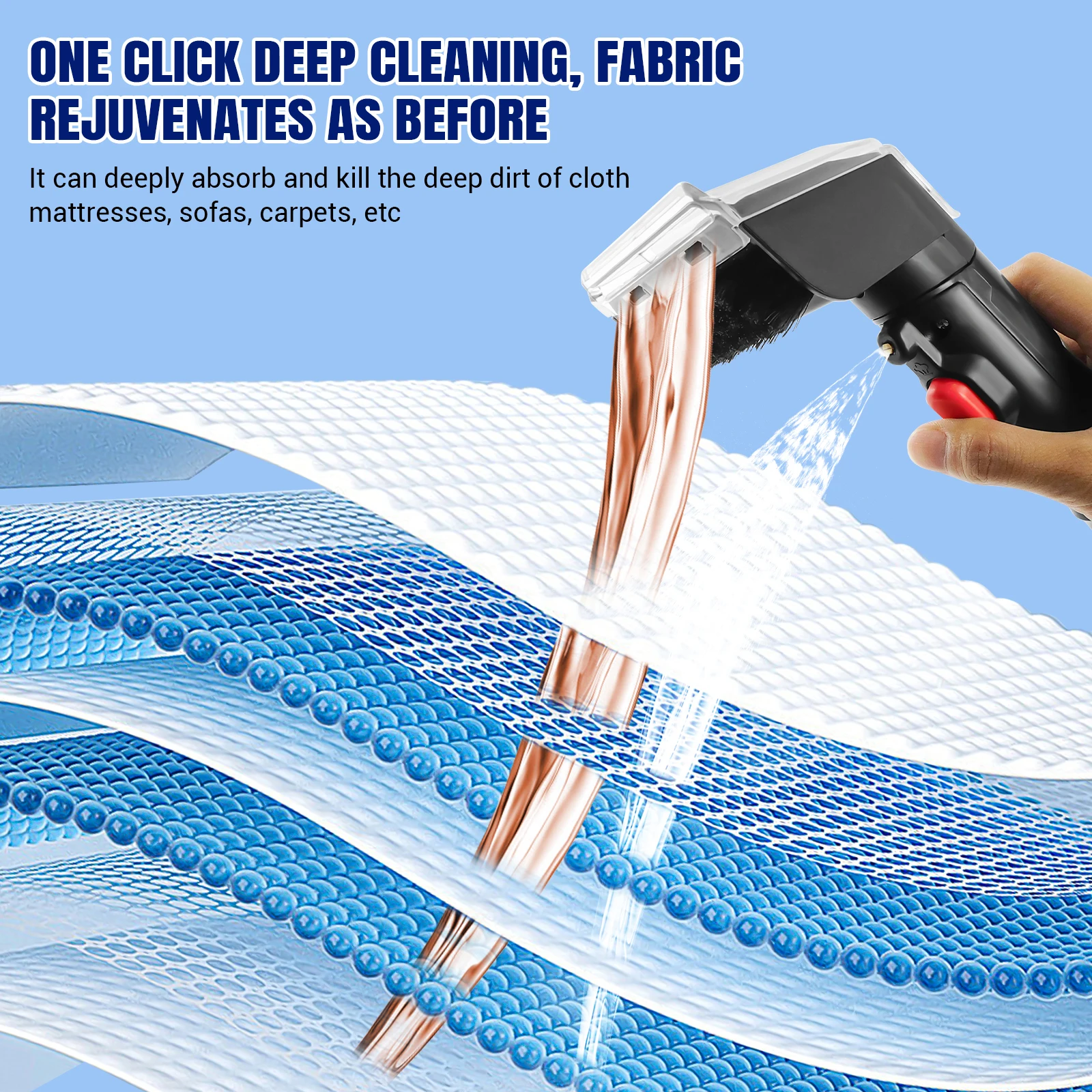 Powerful Carpet Cleaner 15kPa Strong Suction 4.25M Long Power Cord 1.2L Tank Deep Clean Pet Stains Sofa Mattress Car Seat