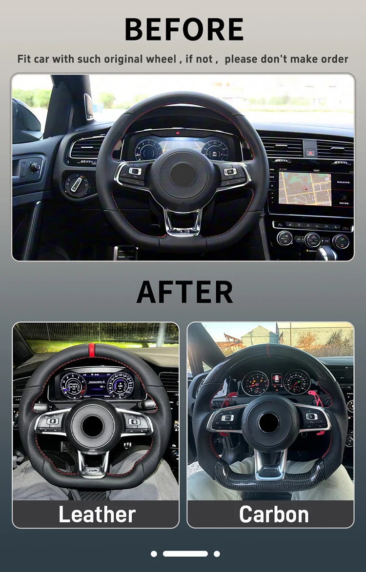 Sport Style Steering Wheel for Volkswagen Golf Mk7 7.5 Gti Gtr Gte Tiguan 2013-2019 Upgrade Accessories Interior Modification