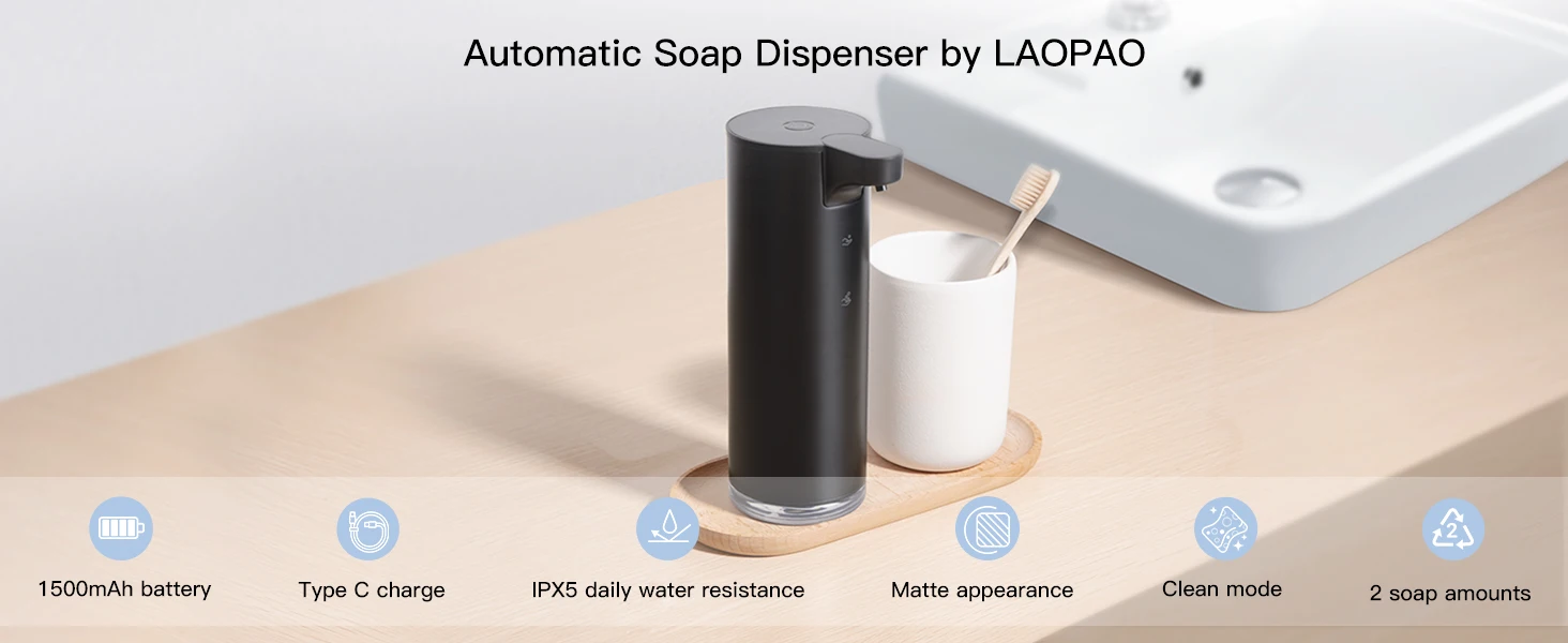 LAOPAO Stainless Steel Automatic Soap Dispenser with LED Lighting Contact Kitchen and Bathroom Hygienic Soap Dispenser