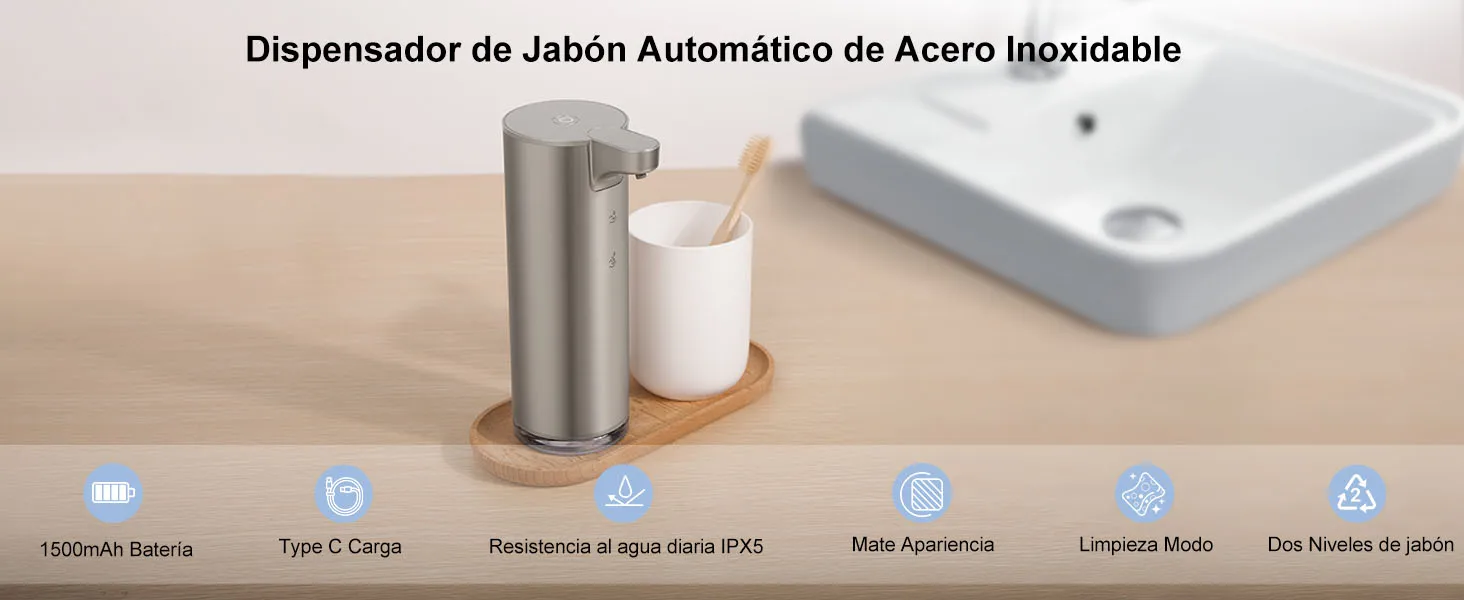LAOPAO Stainless Steel Automatic Soap Dispenser with LED Lighting Contact Kitchen and Bathroom Hygienic Soap Dispenser