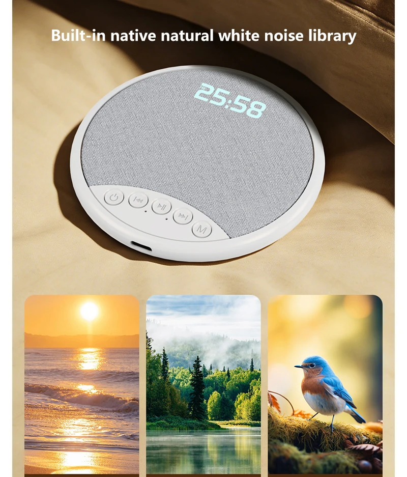 New Pillow-mounted Bluetooth Speaker With HIFI Sound Quality Multi-functional Sleep Aid Speaker With Timing And Digital Display
