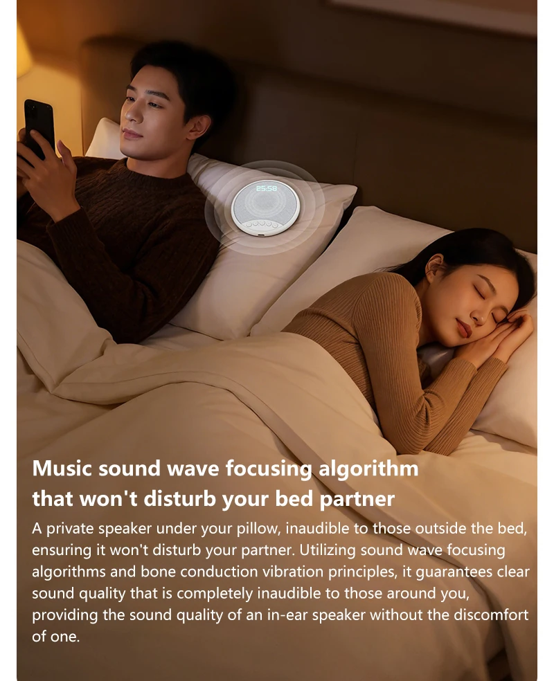 New Pillow-mounted Bluetooth Speaker With HIFI Sound Quality Multi-functional Sleep Aid Speaker With Timing And Digital Display