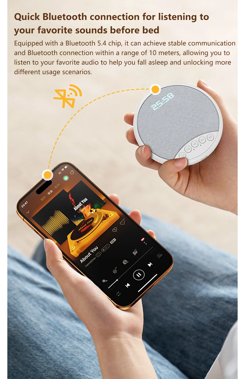 New Pillow-mounted Bluetooth Speaker With HIFI Sound Quality Multi-functional Sleep Aid Speaker With Timing And Digital Display