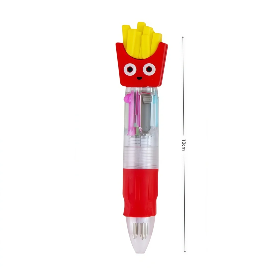 10-30Pcs Cute Cartoon Mini Four-Color Ballpoint Pen Student Stationery Gift Prize Cartoon Head Design Multicolor round Pen