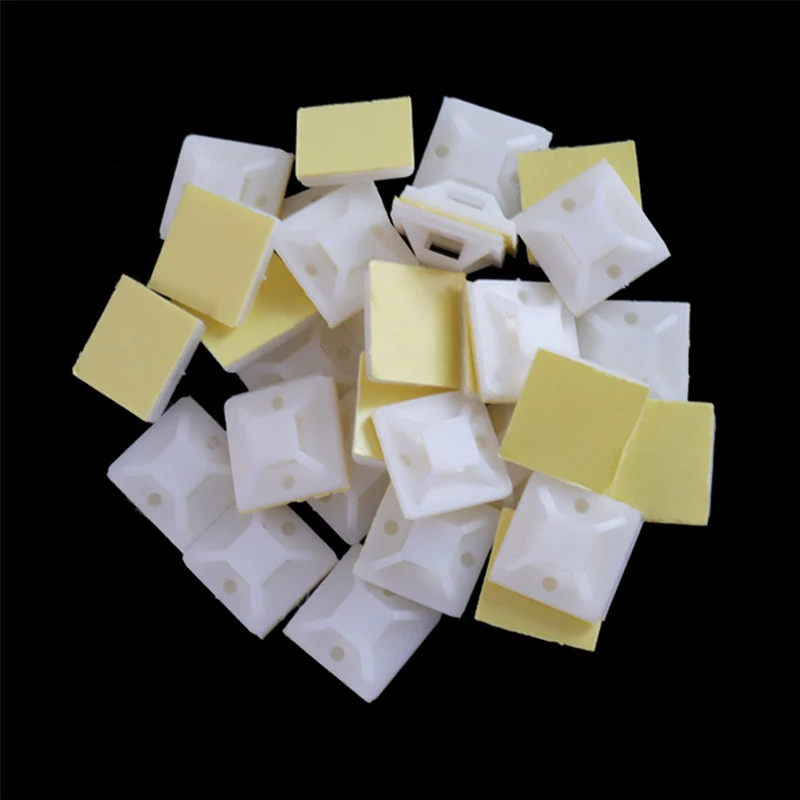 100PCS Self-Adhesive Nylon Cable Tie Holder Zip Tie Fixed Seat Wire Fasten Organizer Reusable Durable Adhesive Tie
