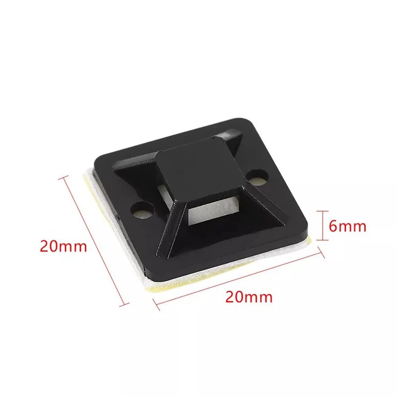100PCS Self-Adhesive Nylon Cable Tie Holder Zip Tie Fixed Seat Wire Fasten Organizer Reusable Durable Adhesive Tie