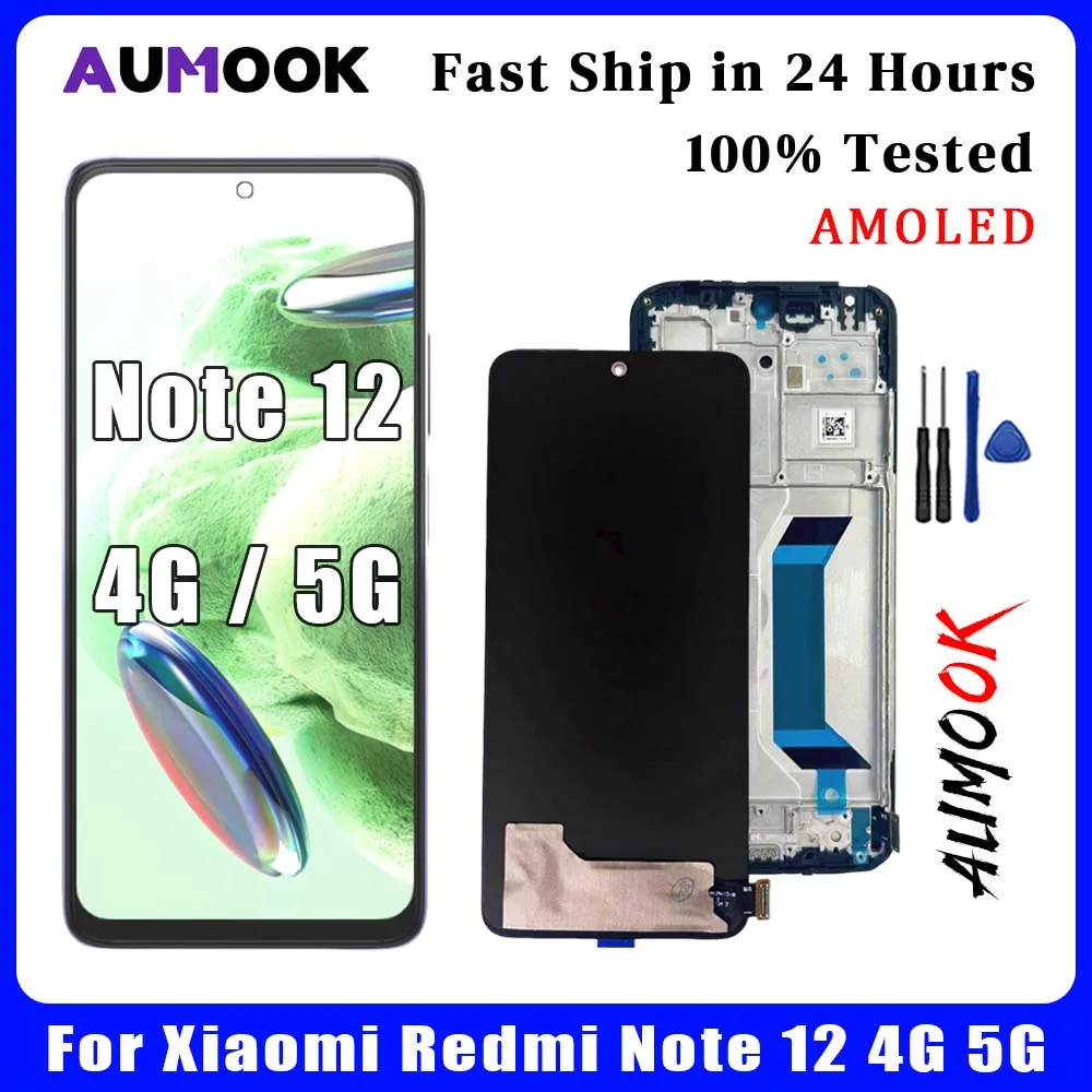 6.67" AMOLED For Xiaomi Redmi Note 12 4G 5G Screen Replacement LCD Display Touch Screen Digitizer 23021RAAEG 22111317I