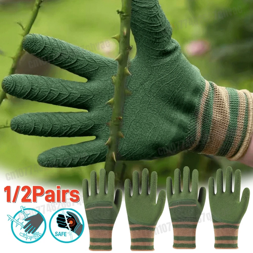 1/2 Pair of Gardening Gloves Stab-proof Wear-resistant Unisex Garden Gloves Cactus Rose and Blackberry Safe Planting Tool
