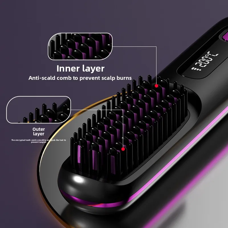 New Cross Border Wireless Straightening Comb, Negative Ion Straightening Comb, Wireless Straight Roll Portable Straightening Cur