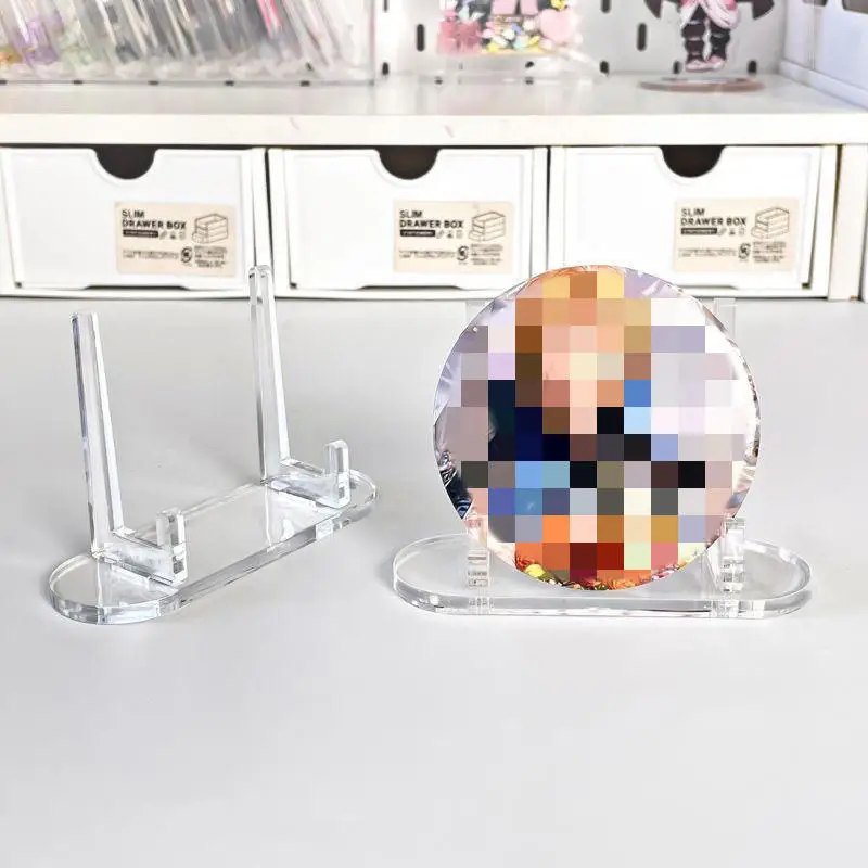 10pcs Transparent Display Stand Acrylic Badge Pins Storage Holder Multi-purpose Display Stand Desktop Medal Photo Card Display