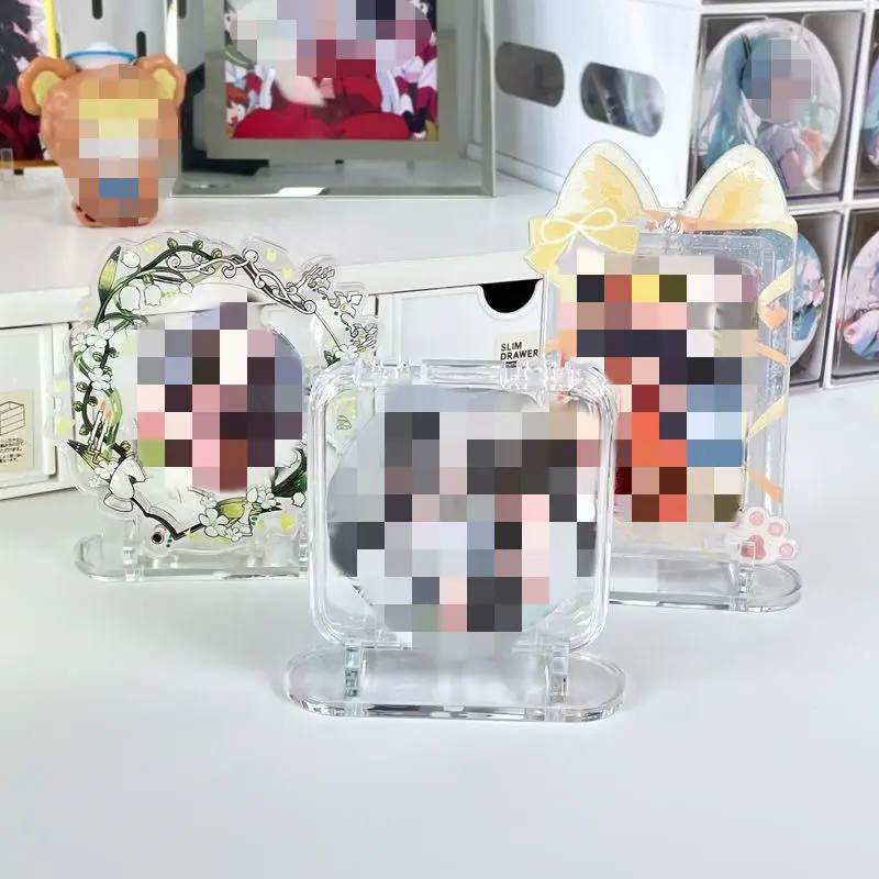 10pcs Transparent Display Stand Acrylic Badge Pins Storage Holder Multi-purpose Display Stand Desktop Medal Photo Card Display