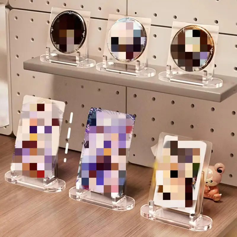 10pcs Transparent Display Stand Acrylic Badge Pins Storage Holder Multi-purpose Display Stand Desktop Medal Photo Card Display