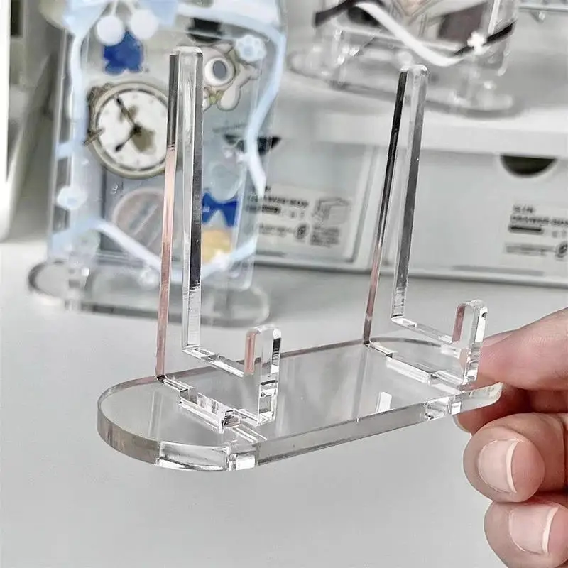 10pcs Transparent Display Stand Acrylic Badge Pins Storage Holder Multi-purpose Display Stand Desktop Medal Photo Card Display