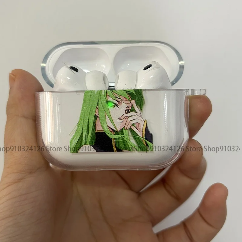 Luxury comic Code Geass C.C.ClearTransparent Earphone Case For Airpods Pro 3 2025 Soft Clear Cover For Airpods 4 Shockproof Case