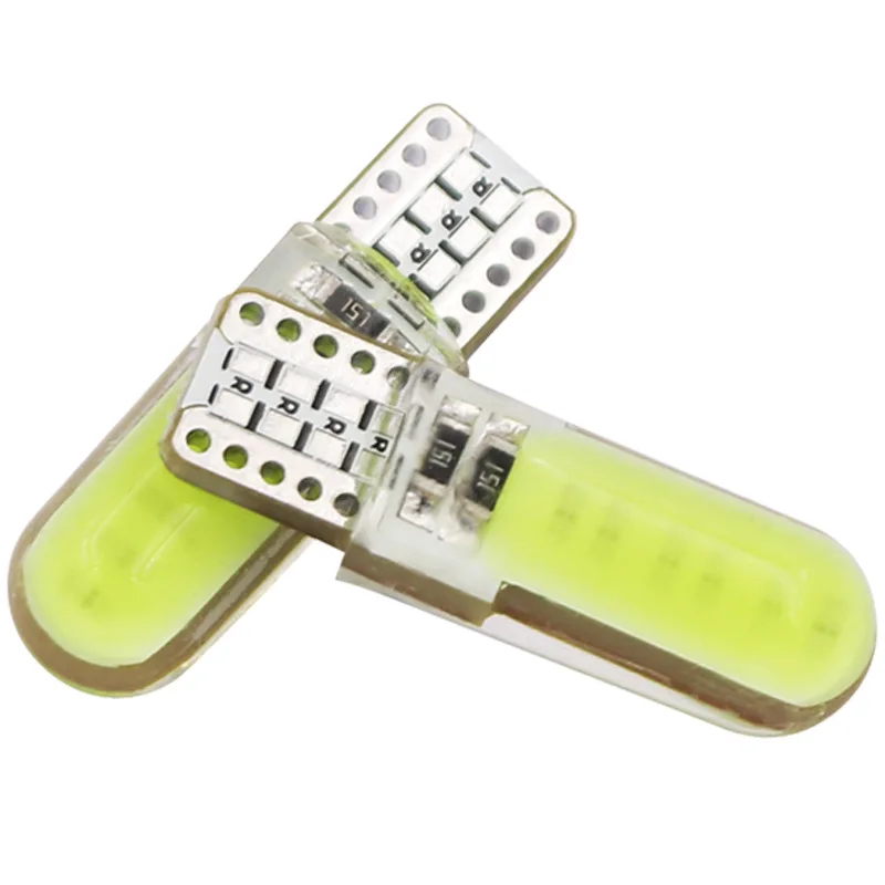 2/10PCS T10 W5W Car LED Bulbs Car Interior Dome Maps Trunk License Plate Lights 12V COB-12SMD 7500K White Yellow Red Blue Pink