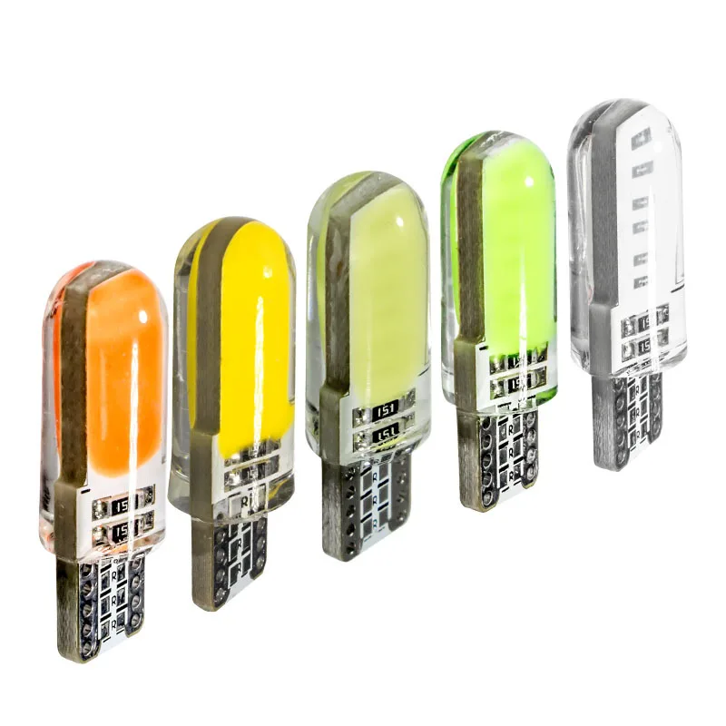 2/10PCS T10 W5W Car LED Bulbs Car Interior Dome Maps Trunk License Plate Lights 12V COB-12SMD 7500K White Yellow Red Blue Pink